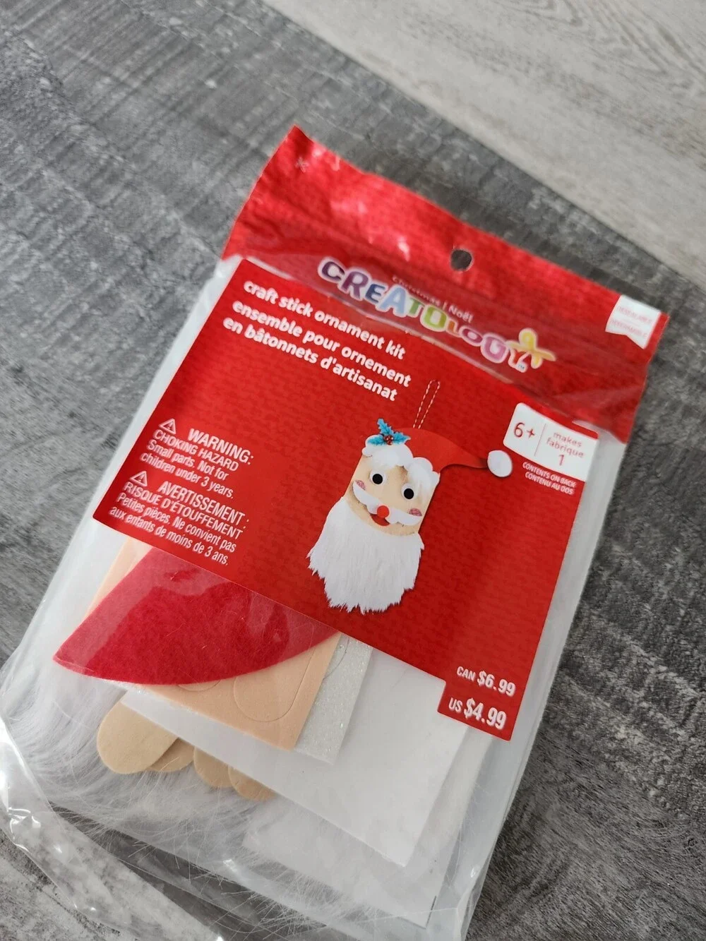 Ornament Christmas Craft Stick SANTA Kit - Creatology Sealed DIY NEW